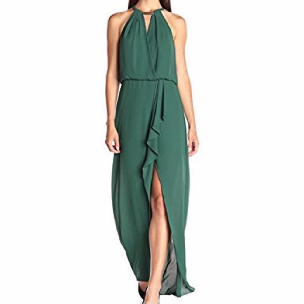 BCBG MaxAzria Amanda Plate Collar Evening Gown Dress Green Size 10